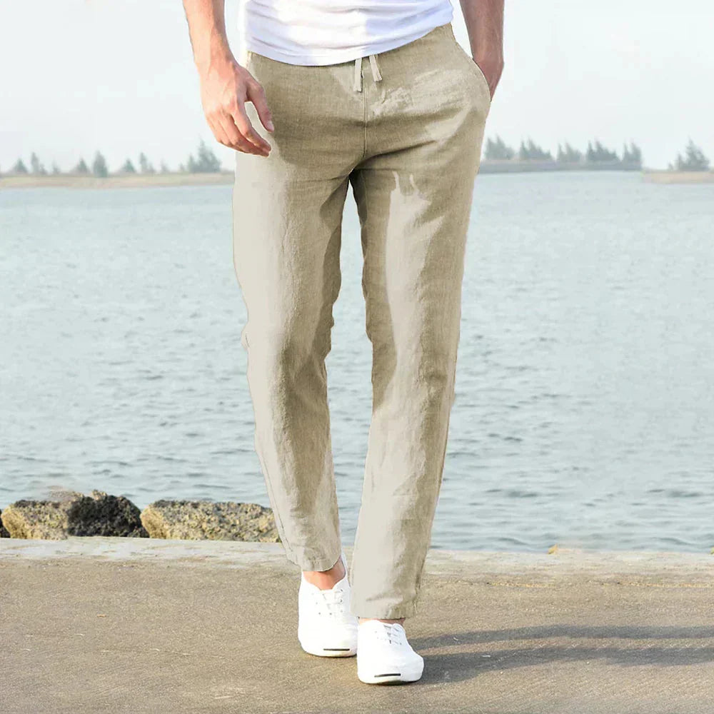 Linnen Heren Broek Ademend Casual Zomerlook – Brevaro Modehuis-Nederland